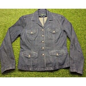 LAUREN JEANS CO Womens Large Blue Denim Jacket 90s Vintage Preppy Classic Retro
